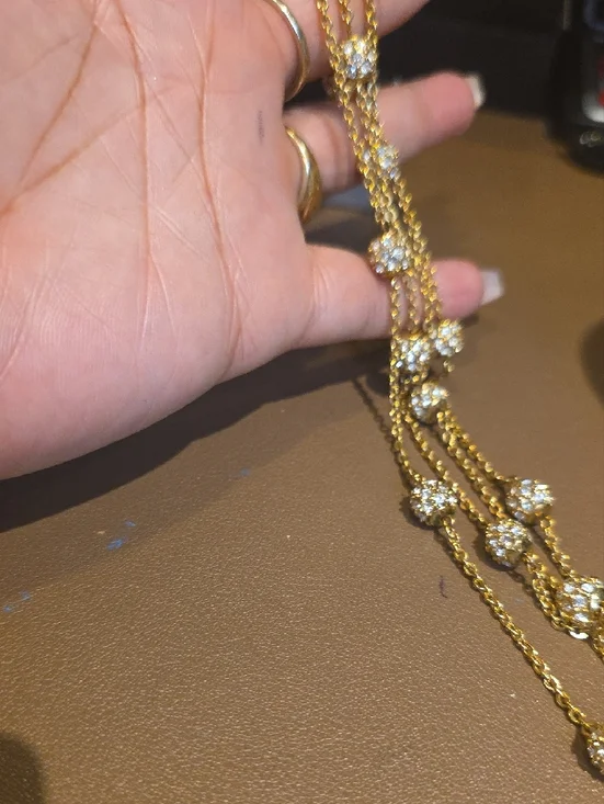 Nolan Miller Gold Multi-Strand Crystal Ball Station Necklace - Picture 3 of 5